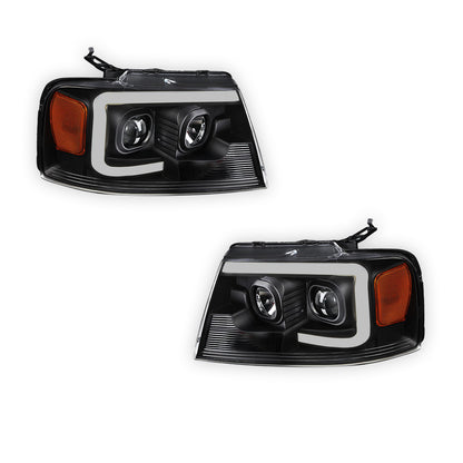 Ford F-150 (2004 - 2008) LED Light Bar Projector Headlights LH + RH