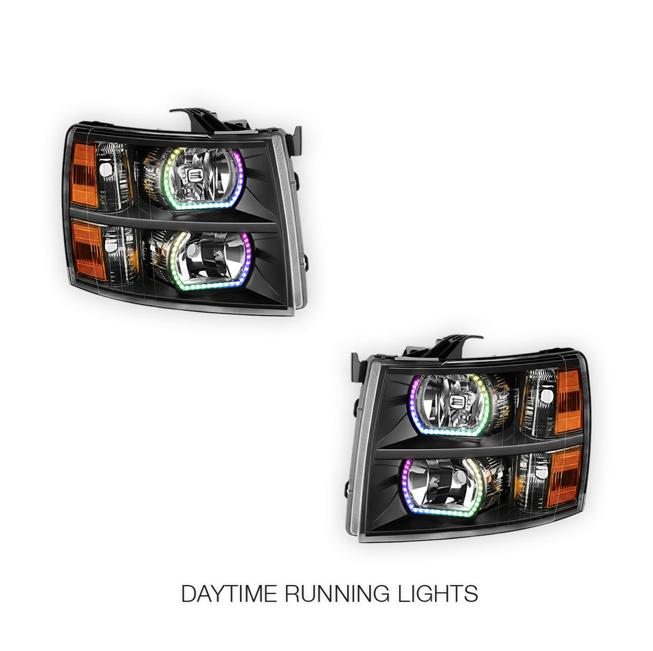 Chevrolet Silverado 3500 HD LS / LT / LTZ (2007 - 2013) Sequential RGB Start-Up LED DRL Headlights LH + RH