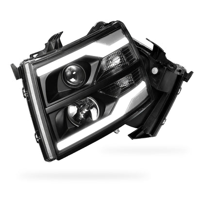 Chevrolet Silverado 3500 LS / LT / LTZ (2007 - 2014) Dual LED DRL Projector Headlights LH + RH