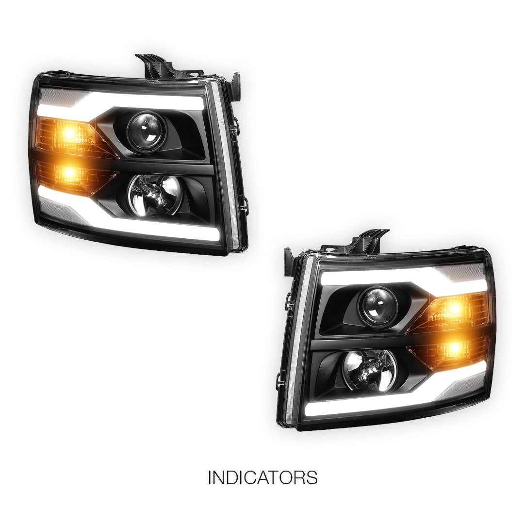 Chevrolet Silverado 3500 LS / LT / LTZ (2007 - 2014) Dual LED DRL Projector Headlights LH + RH