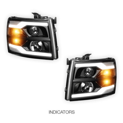 Chevrolet Silverado 3500 LS / LT / LTZ (2007 - 2014) Dual LED DRL Projector Headlights LH + RH