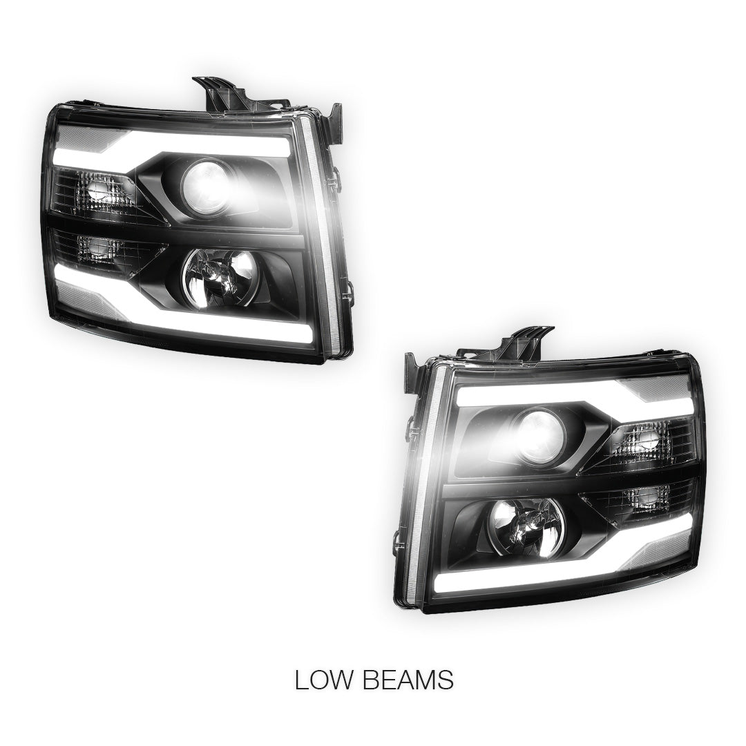 Chevrolet Silverado 3500 LS / LT / LTZ (2007 - 2014) Dual LED DRL Projector Headlights LH + RH