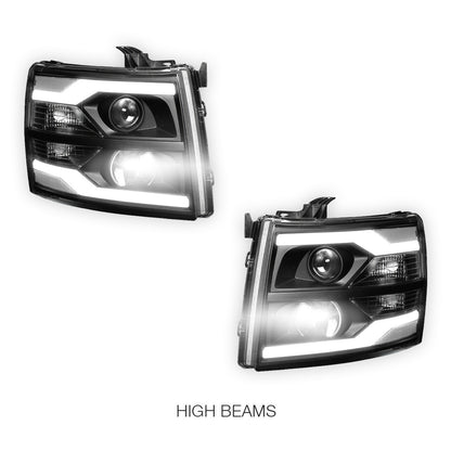 Chevrolet Silverado 3500 LS / LT / LTZ (2007 - 2014) Dual LED DRL Projector Headlights LH + RH