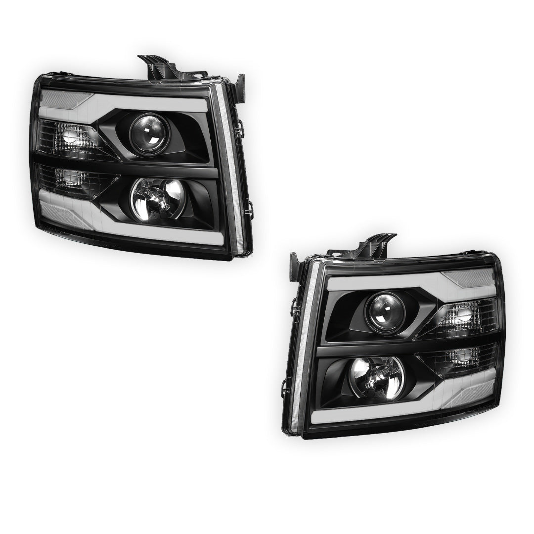 Chevrolet Silverado 3500 LS / LT / LTZ (2007 - 2014) Dual LED DRL Projector Headlights LH + RH