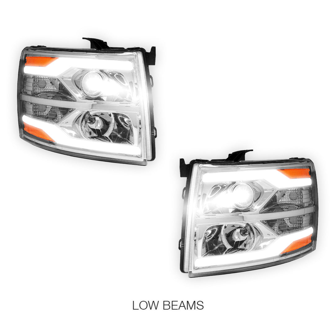 Chevrolet Silverado 3500 LS / LT / LTZ (2007 - 2014) Dual LED DRL Projector Headlights LH + RH