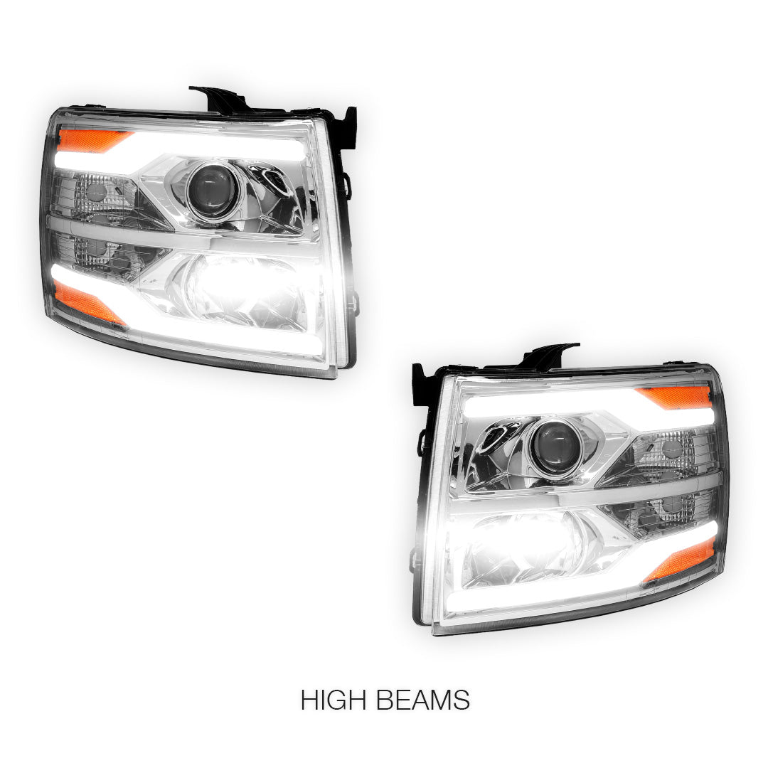 Chevrolet Silverado 3500 LS / LT / LTZ (2007 - 2014) Dual LED DRL Projector Headlights LH + RH