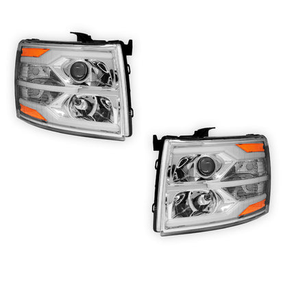 Chevrolet Silverado 3500 LS / LT / LTZ (2007 - 2014) Dual LED DRL Projector Headlights LH + RH