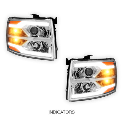 Chevrolet Silverado 2500 HD LS / LT / LTZ (2007 - 2014) Dual LED DRL Projector Headlights LH + RH