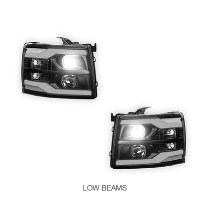 Chevrolet Silverado 3500 HD LS / LT / LTZ (2007 - 2014) Dual LED DRL Projector Headlights LH + RH