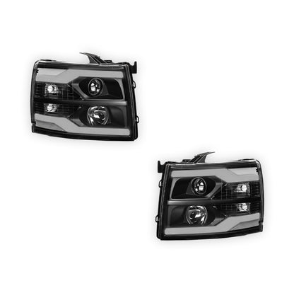 Chevrolet Silverado 3500 HD LS / LT / LTZ (2007 - 2014) Dual LED DRL Projector Headlights LH + RH