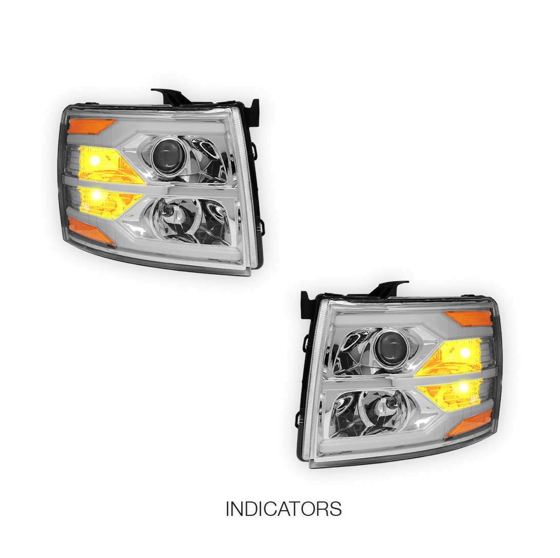 Chevrolet Silverado 3500 HD LS / LT / LTZ (2007 - 2014) Dual LED DRL Projector Headlights LH + RH