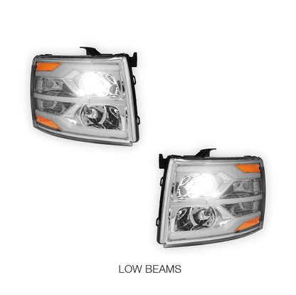 Chevrolet Silverado 3500 HD LS / LT / LTZ (2007 - 2014) Dual LED DRL Projector Headlights LH + RH