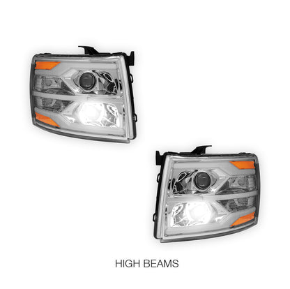 Chevrolet Silverado 3500 HD LS / LT / LTZ (2007 - 2014) Dual LED DRL Projector Headlights LH + RH