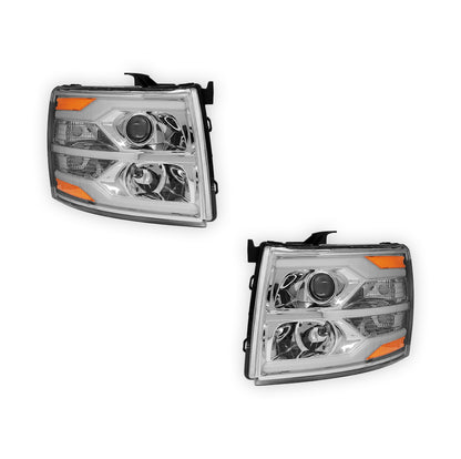 Chevrolet Silverado 3500 HD LS / LT / LTZ (2007 - 2014) Dual LED DRL Projector Headlights LH + RH