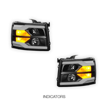 Chevrolet Silverado 3500 HD LS / LT / LTZ (2007 - 2014) Dual LED DRL Projector Headlights LH + RH