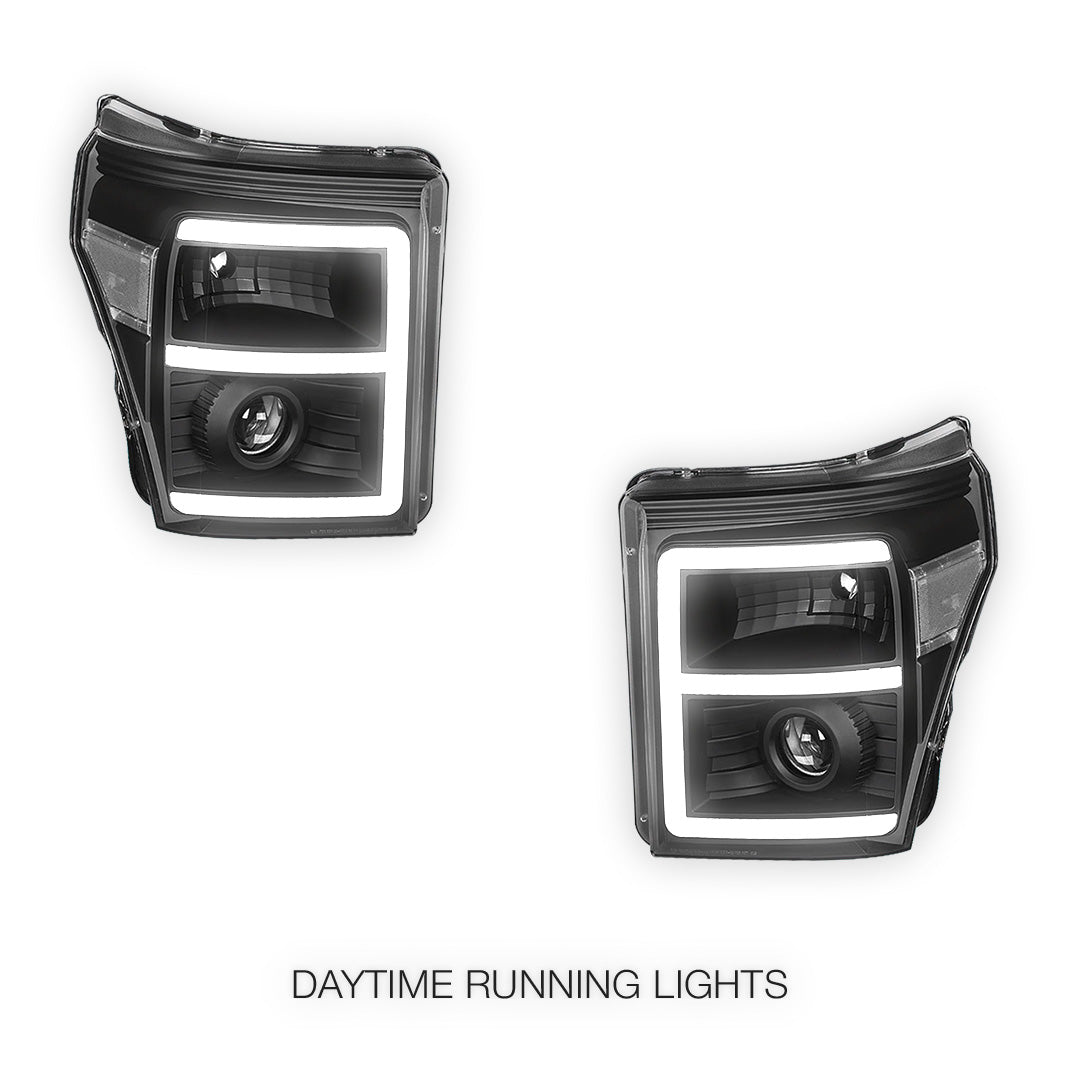 Ford F-350 Super Duty (2011 - 2016) E-Bar LED DRL Projector Headlights LH - RH