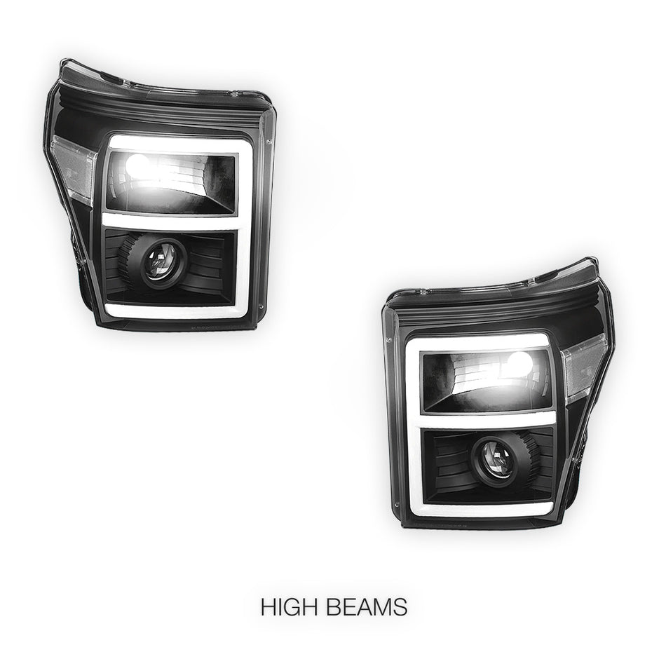 Ford F-350 Super Duty (2011 - 2016) E-Bar LED DRL Projector Headlights LH - RH
