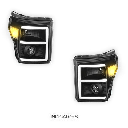 Ford F-350 Super Duty (2011 - 2016) E-Bar LED DRL Projector Headlights LH - RH