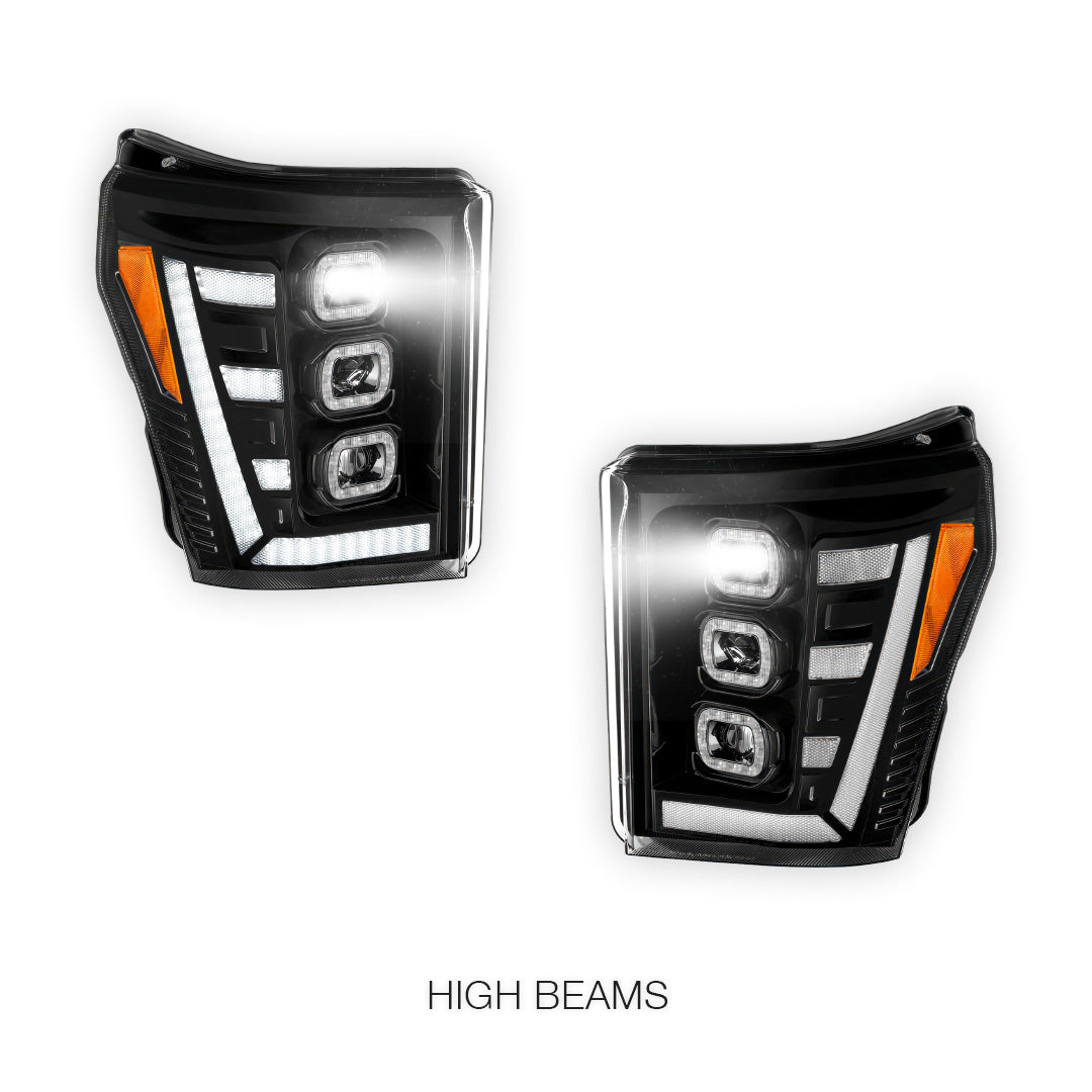 Ford F-350 Super Duty (2011 - 2016) Switchback Sequential Signal LED Projector Headlights LH - RH