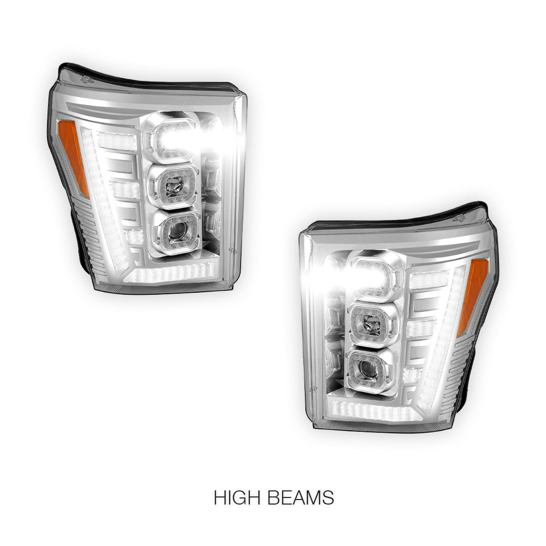 Ford F-350 Super Duty (2011 - 2016) Switchback Sequential Signal LED Projector Headlights LH - RH