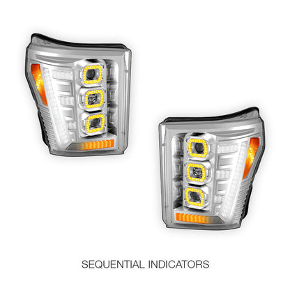 Ford F-350 Super Duty (2011 - 2016) Switchback Sequential Signal LED Projector Headlights LH - RH