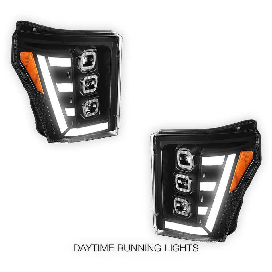 Ford F-450 Super Duty (2011 - 2016) Switchback Sequential Signal LED Projector Headlights LH - RH