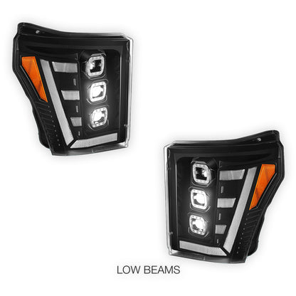 Ford F-450 Super Duty (2011 - 2016) Switchback Sequential Signal LED Projector Headlights LH - RH
