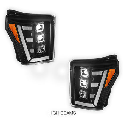 Ford F-450 Super Duty (2011 - 2016) Switchback Sequential Signal LED Projector Headlights LH - RH