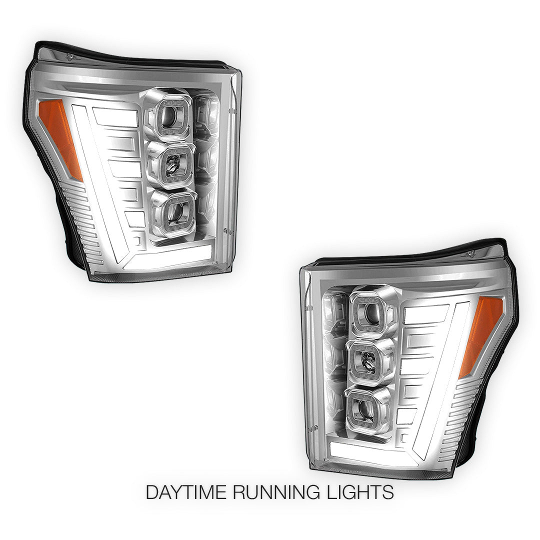 Ford F-450 Super Duty (2011 - 2016) Switchback Sequential Signal LED Projector Headlights LH - RH