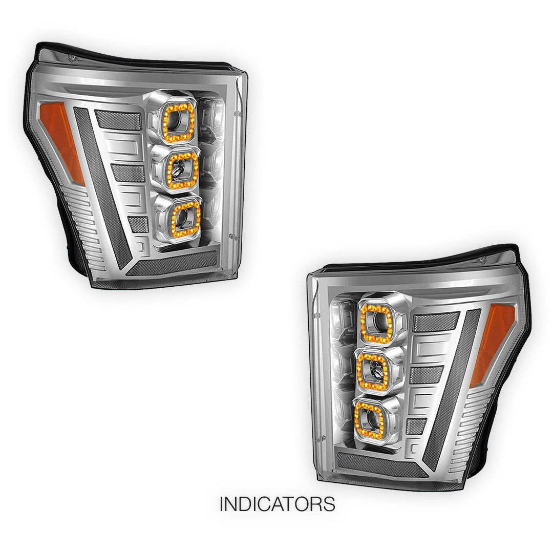 Ford F-450 Super Duty (2011 - 2016) Switchback Sequential Signal LED Projector Headlights LH - RH