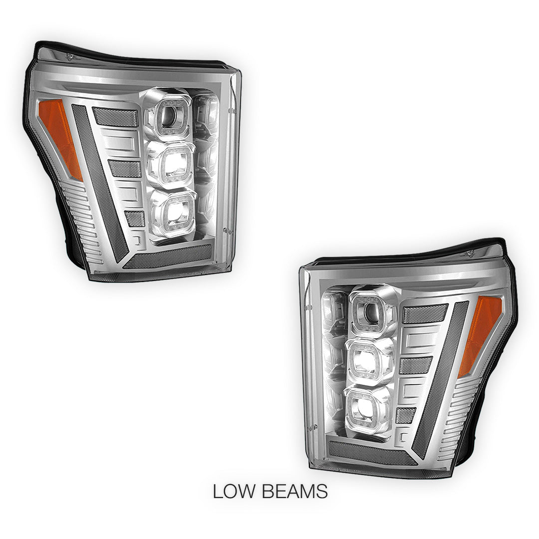 Ford F-450 Super Duty (2011 - 2016) Switchback Sequential Signal LED Projector Headlights LH - RH