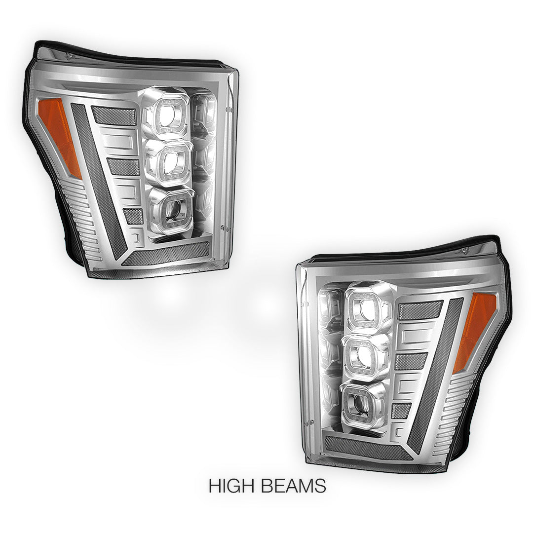Ford F-450 Super Duty (2011 - 2016) Switchback Sequential Signal LED Projector Headlights LH - RH