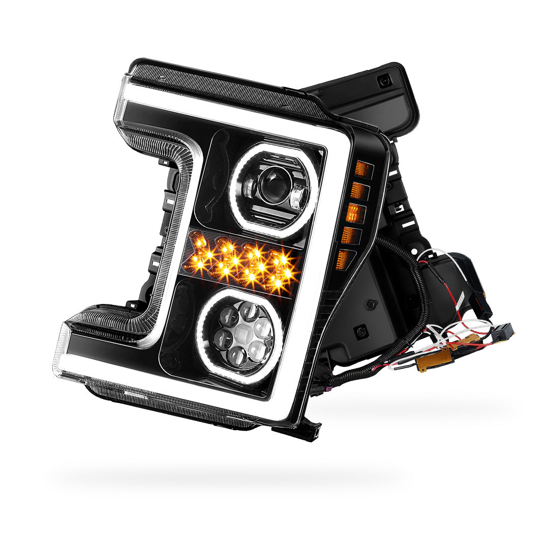 Ford F-250 Super Duty (2017 - 2019) Sequential Turn Signal LED DRL Projector Headlights LH + RH