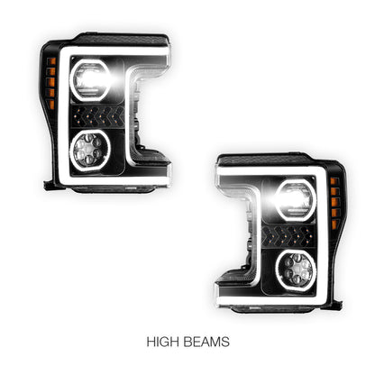 Ford F-250 Super Duty (2017 - 2019) Sequential Turn Signal LED DRL Projector Headlights LH + RH