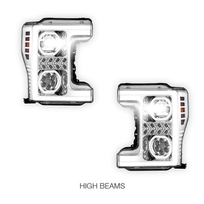 Ford F-250 Super Duty (2017 - 2019) Sequential Turn Signal LED DRL Projector Headlights LH + RH