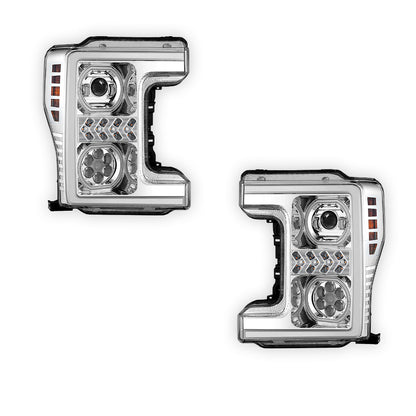 Ford F-250 Super Duty (2017 - 2019) Sequential Turn Signal LED DRL Projector Headlights LH + RH