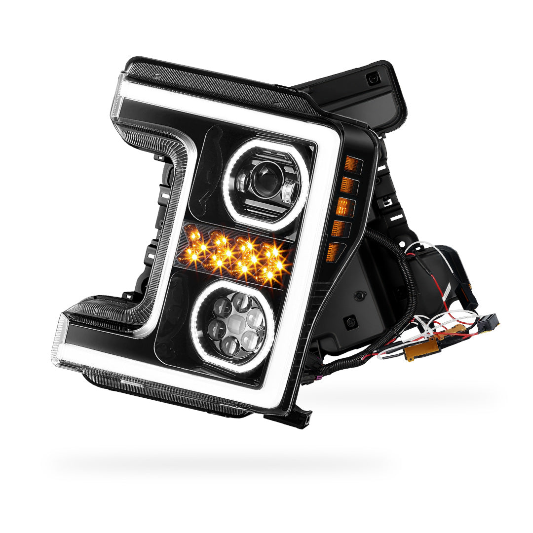 Ford F-350 Super Duty (2017 - 2019) Sequential Turn Signal LED DRL Projector Headlights LH + RH