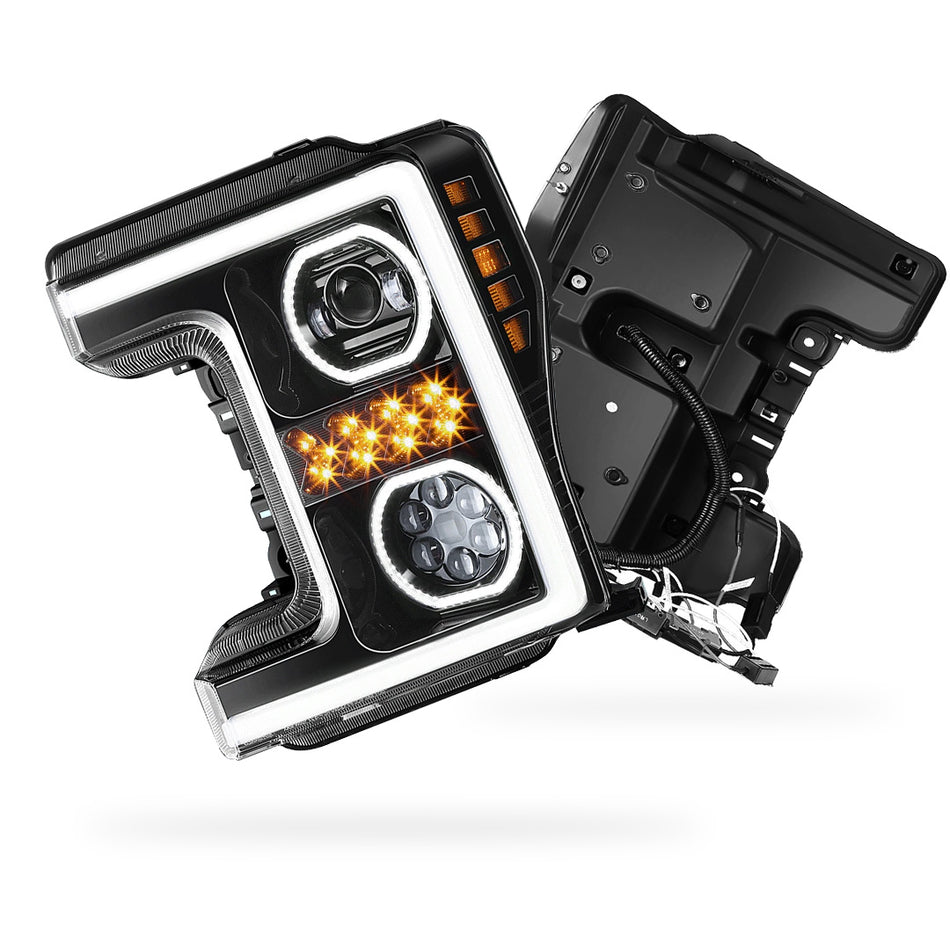 Ford F-450 Super Duty (2017 - 2019) Sequential Turn Signal LED DRL Projector Headlights LH + RH