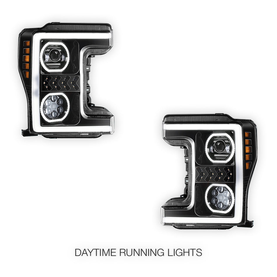 Ford F-450 Super Duty (2017 - 2019) Sequential Turn Signal LED DRL Projector Headlights LH + RH