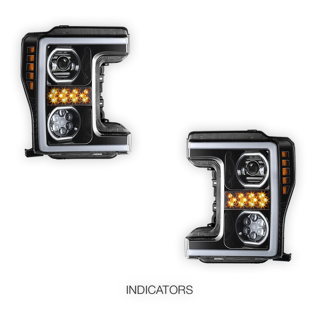 Ford F-450 Super Duty (2017 - 2019) Sequential Turn Signal LED DRL Projector Headlights LH + RH