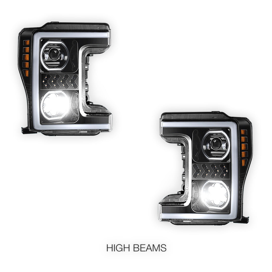 Ford F-450 Super Duty (2017 - 2019) Sequential Turn Signal LED DRL Projector Headlights LH + RH