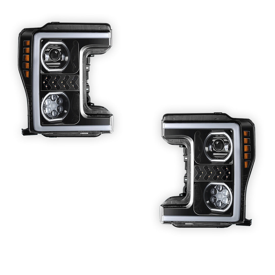 Ford F-450 Super Duty (2017 - 2019) Sequential Turn Signal LED DRL Projector Headlights LH + RH