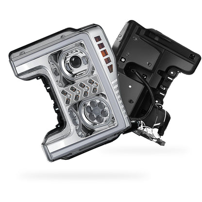 Ford F-450 Super Duty (2017 - 2019) Sequential Turn Signal LED DRL Projector Headlights LH + RH