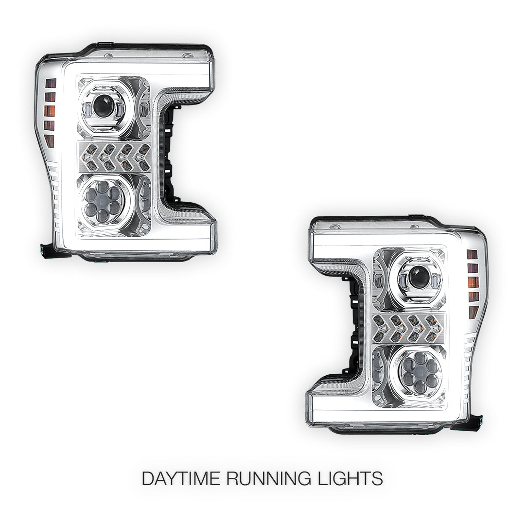 Ford F-450 Super Duty (2017 - 2019) Sequential Turn Signal LED DRL Projector Headlights LH + RH