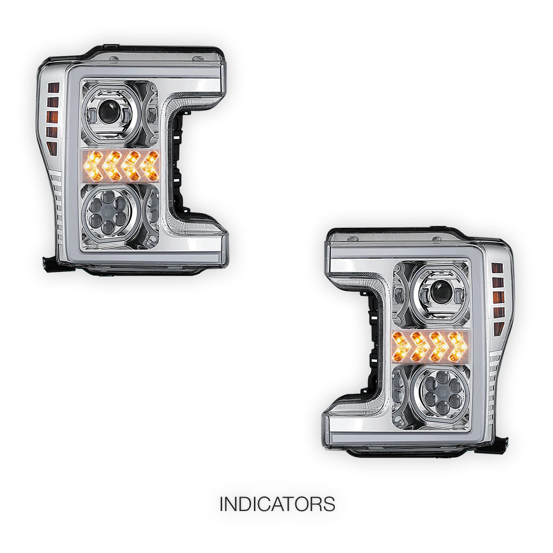 Ford F-450 Super Duty (2017 - 2019) Sequential Turn Signal LED DRL Projector Headlights LH + RH
