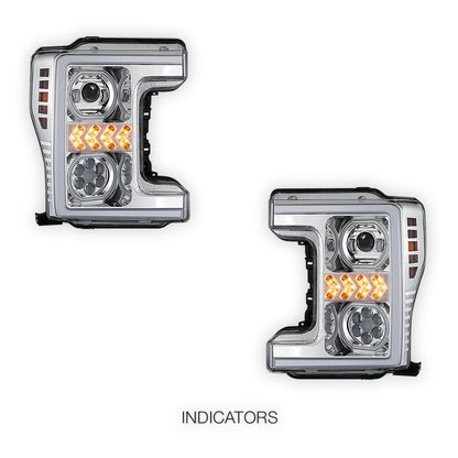 Ford F-450 Super Duty (2017 - 2019) Sequential Turn Signal LED DRL Projector Headlights LH + RH