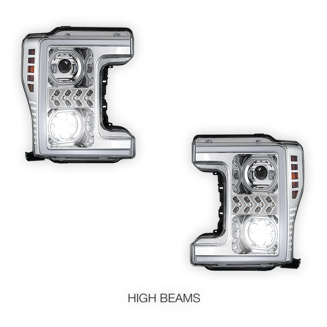 Ford F-450 Super Duty (2017 - 2019) Sequential Turn Signal LED DRL Projector Headlights LH + RH