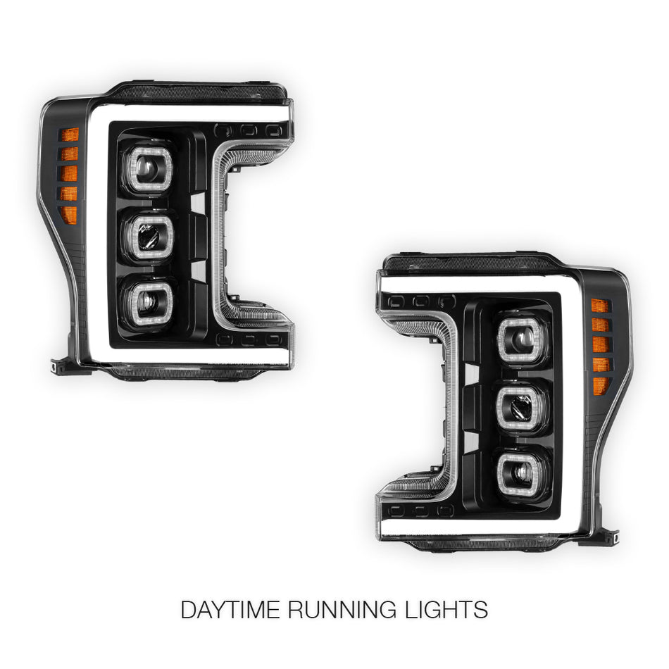 Ford F-350 Super Duty (2017 - 2019) LED DRL Halo Ring Projector Headlights LH + RH