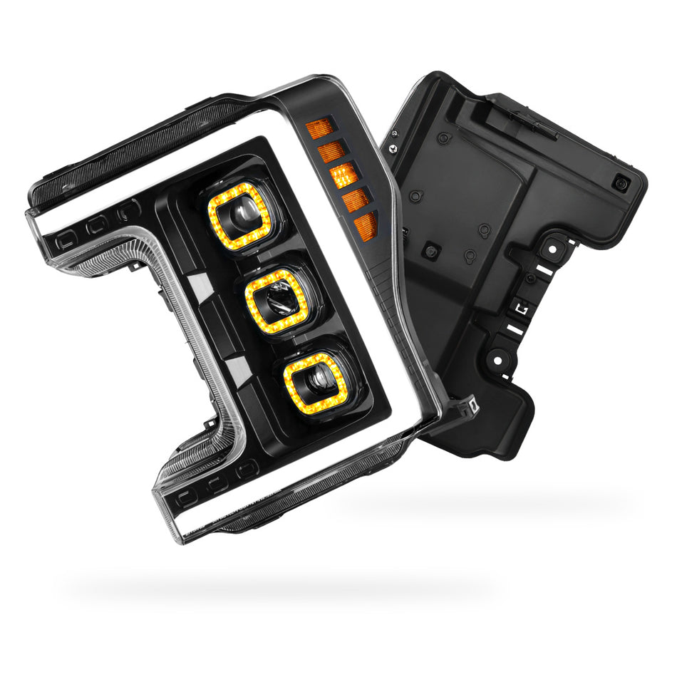 Ford F-350 Super Duty (2017 - 2019) LED DRL Halo Ring Projector Headlights LH + RH