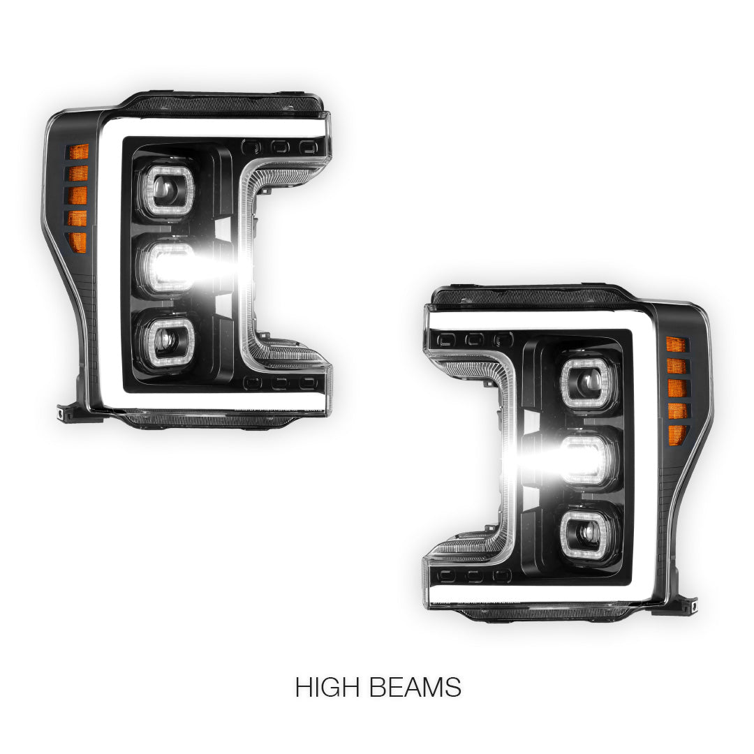 Ford F-350 Super Duty (2017 - 2019) LED DRL Halo Ring Projector Headlights LH + RH